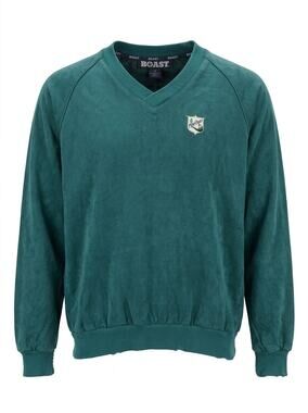 Vintage Boast Pine Crest Golf V-Neck Green Sweatshirt Pullover Women Size L